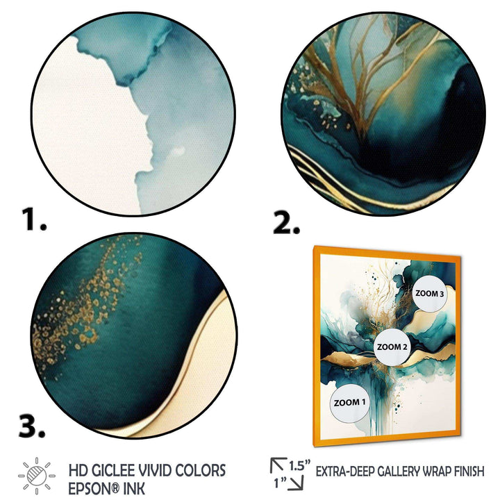 Teal And Gold Abstract Expression III - Modern Wall Art Prints