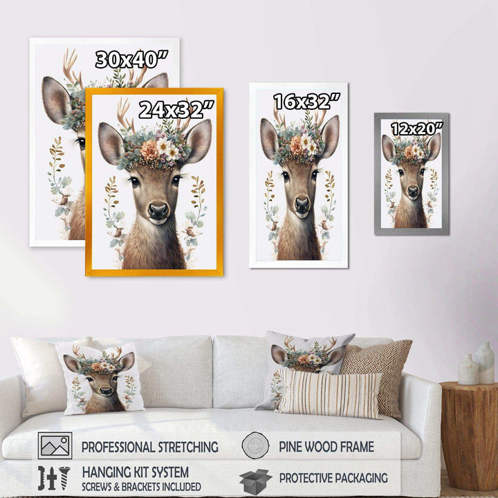 Cute Baby Caribou With Floral Crown I