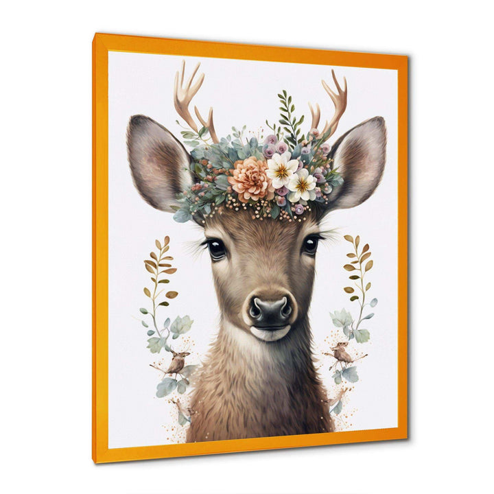 Cute Baby Caribou With Floral Crown I