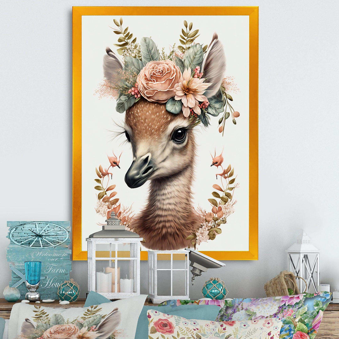 Cute Baby Flamingo With Floral Crown