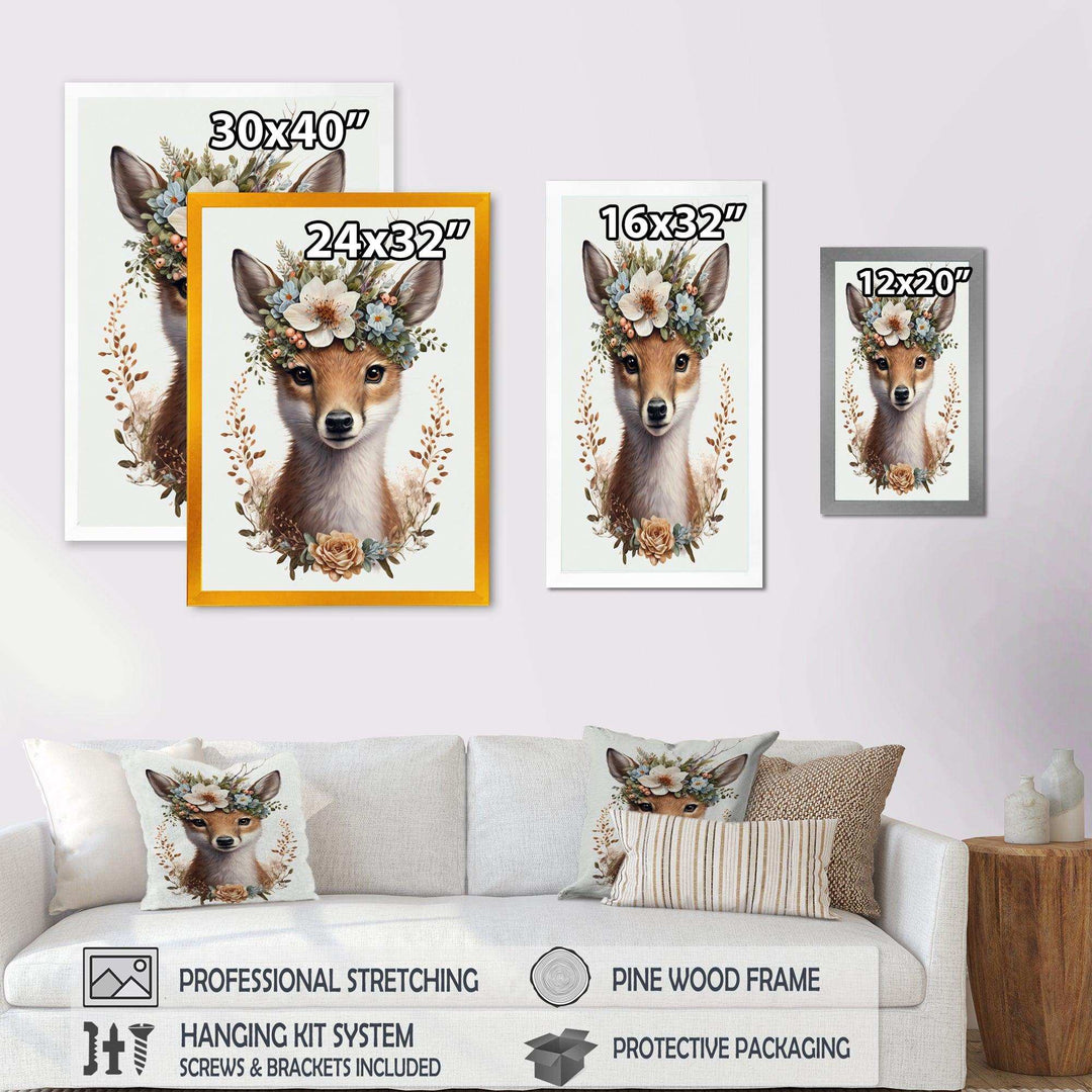 Cute Baby Fox With Floral Crown II