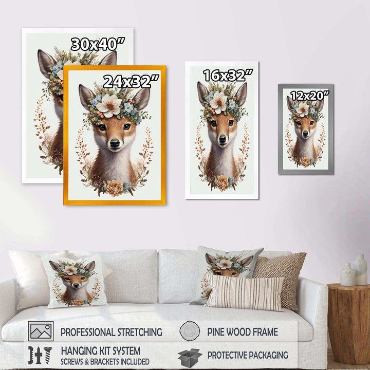 Cute Baby Fox With Floral Crown II