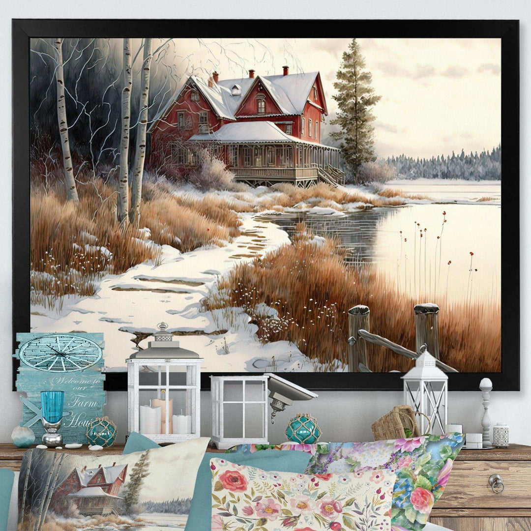 Calm Red Barn In Winter II
