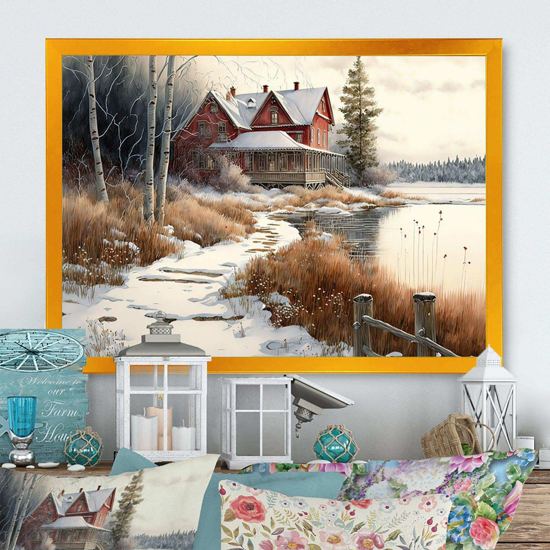 Calm Red Barn In Winter II