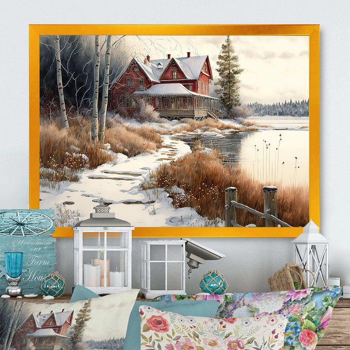 Calm Red Barn In Winter II