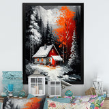 Monochrome Orange Cottage In Winter I