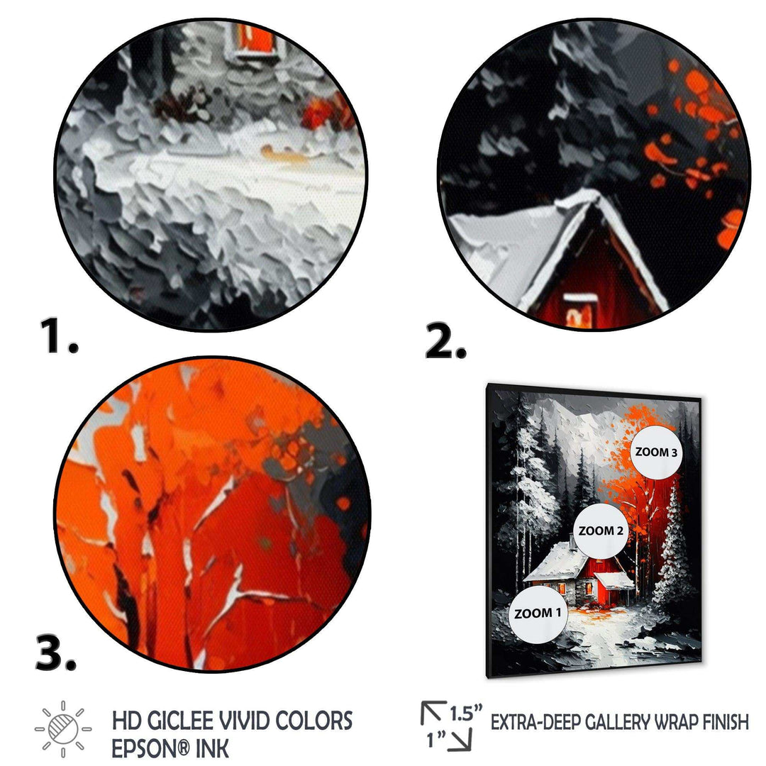 Monochrome Orange Cottage In Winter I
