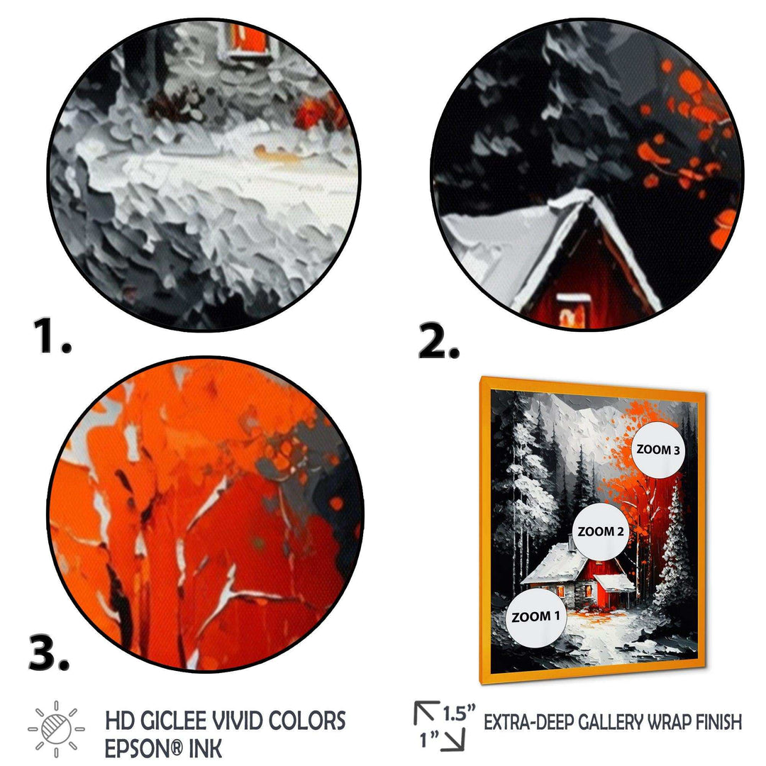 Monochrome Orange Cottage In Winter I