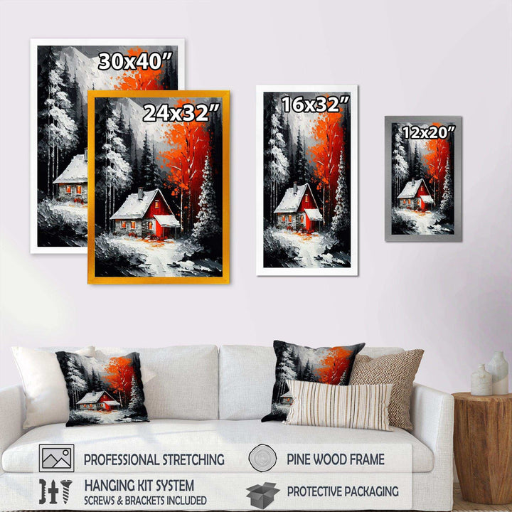Monochrome Orange Cottage In Winter I