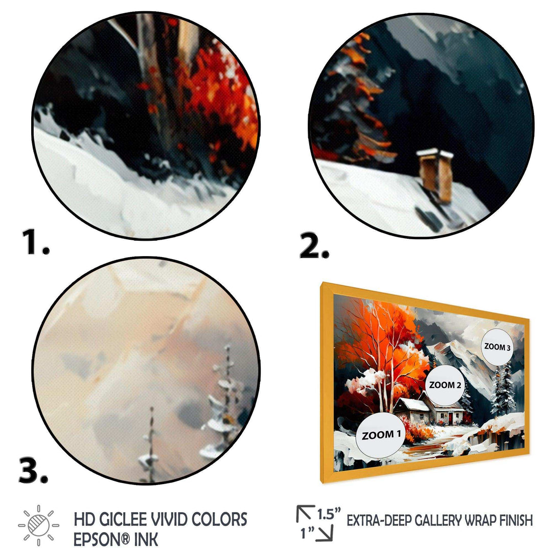 Monochrome Orange Cottage In Winter III