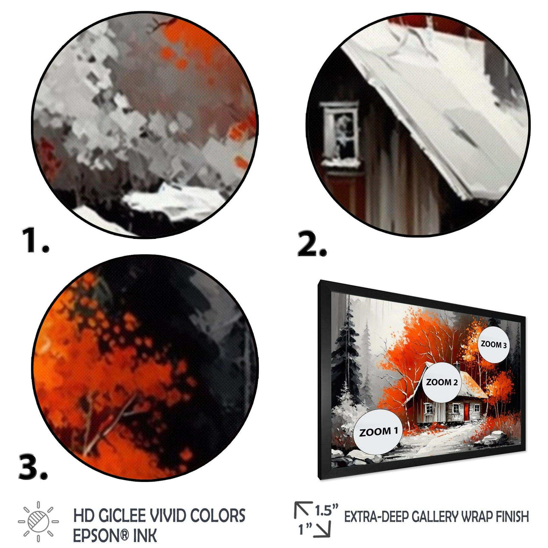 Monochrome Orange Cottage In Winter IX