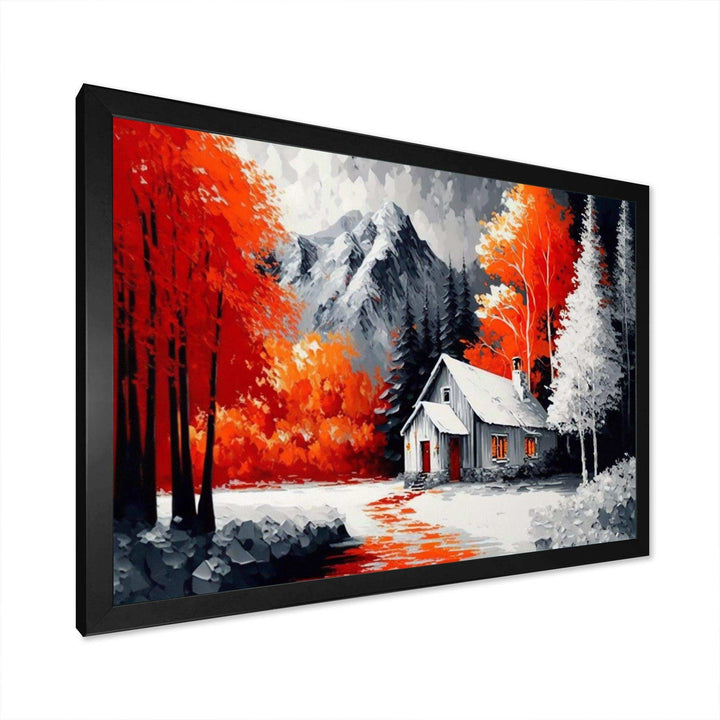 Monochrome Orange Cottage In Winter II