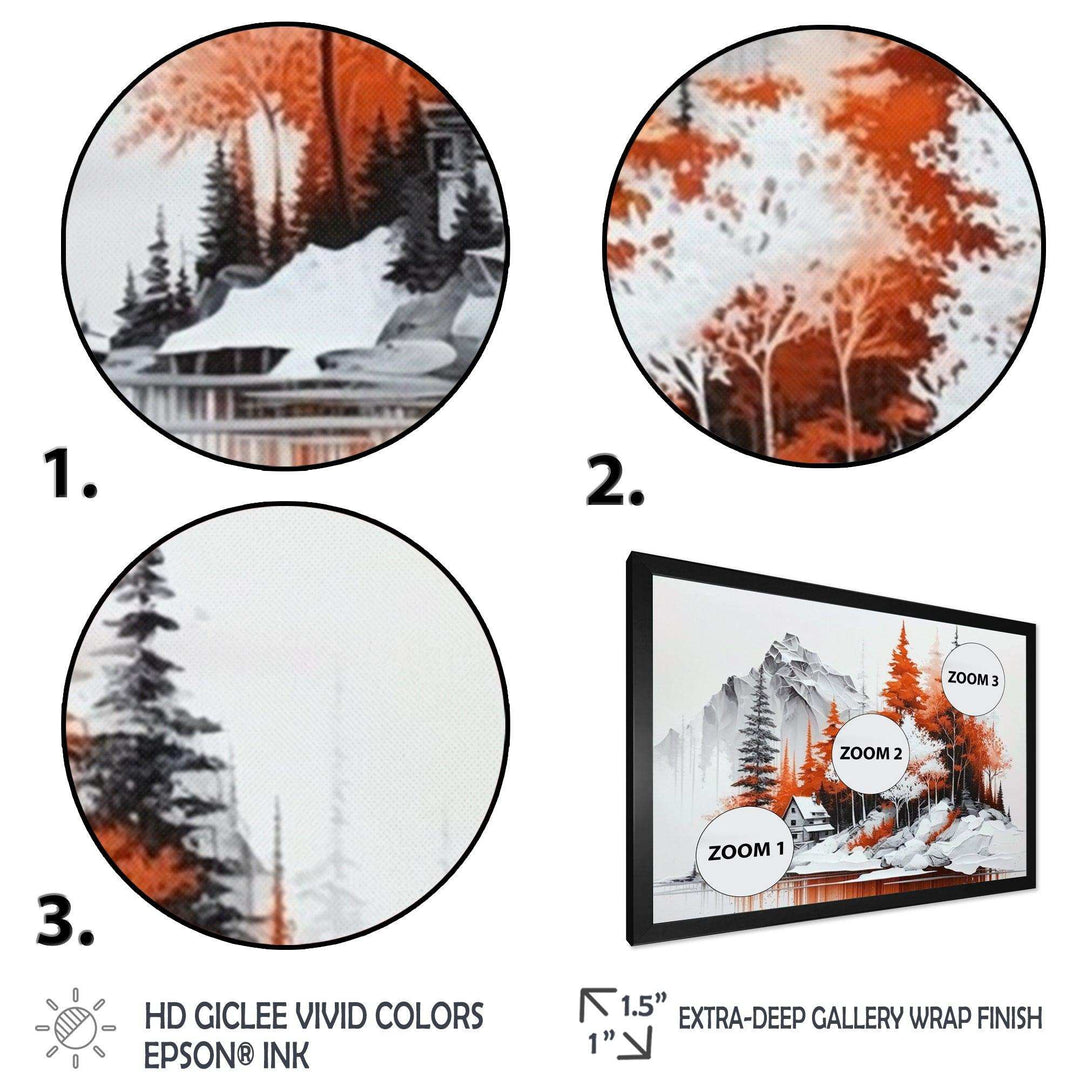 Monochrome Orange Cottage In Winter II