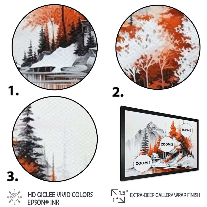 Monochrome Orange Cottage In Winter II