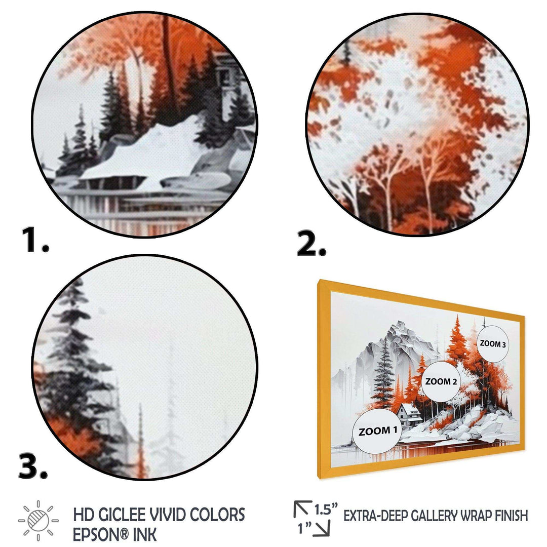 Monochrome Orange Cottage In Winter II
