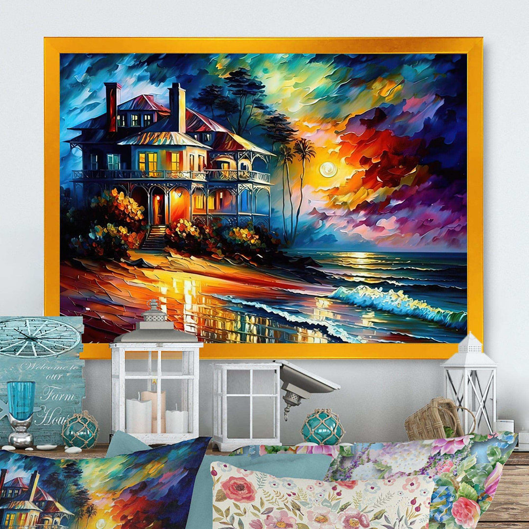 Monochome Grey And Orange Cottage I