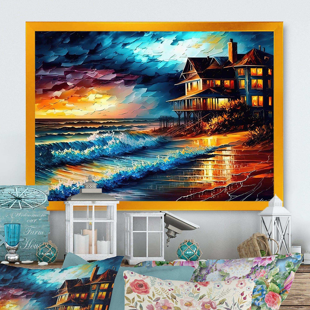 Monochome Grey And Orange Cottage II