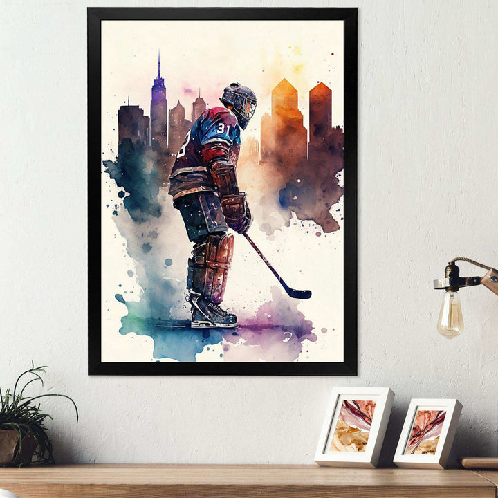 Hockey Player In Front Of Cityscape I
