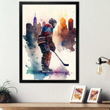 Hockey Player In Front Of Cityscape I