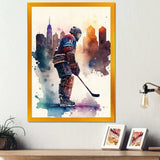 Hockey Player In Front Of Cityscape I