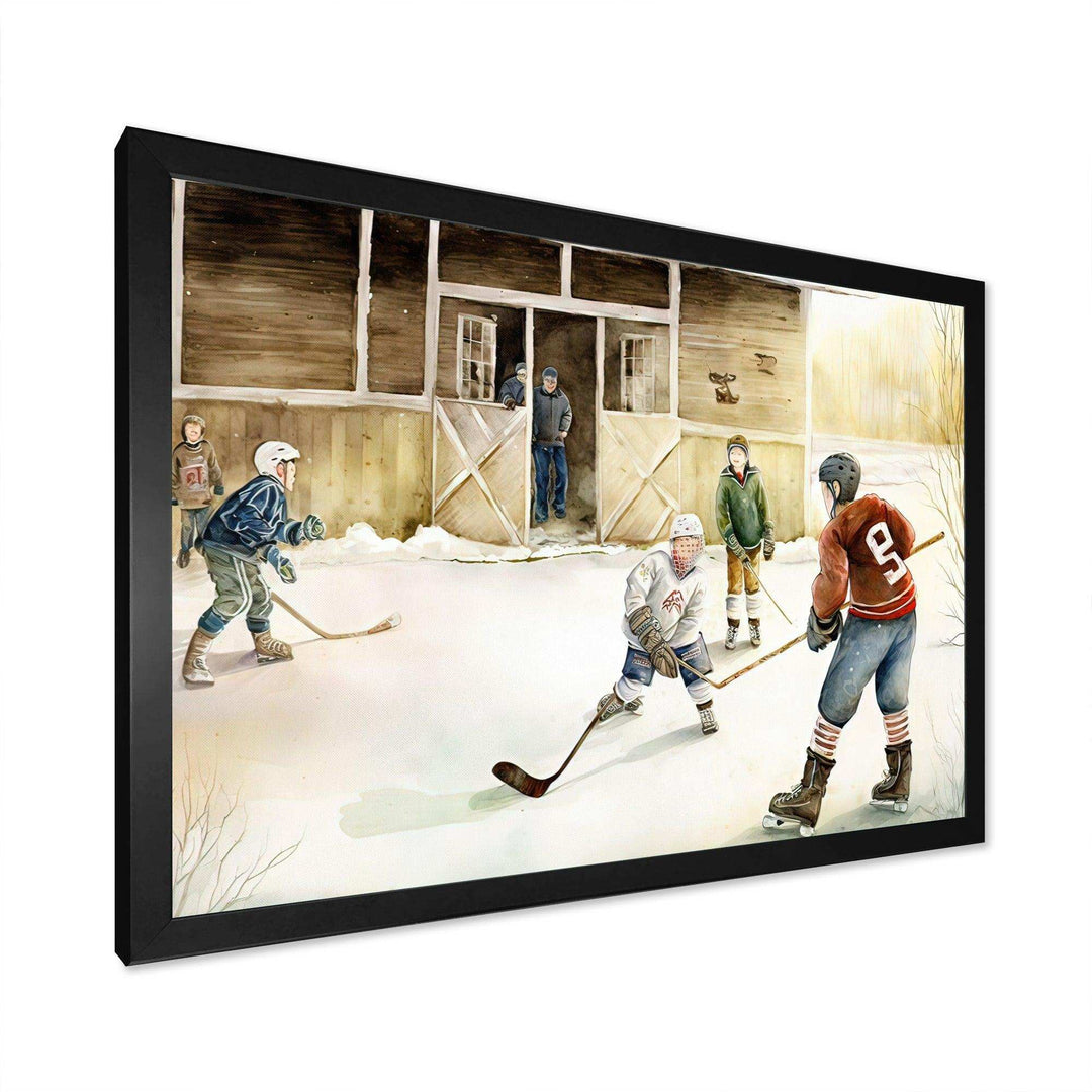 Kids Playing Hockey On Ice Rink II