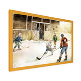 Kids Playing Hockey On Ice Rink II