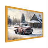 Red Truck By Farmhouse