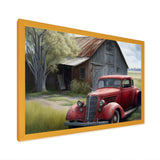 Red Car By Barn