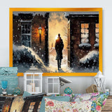 Man Walking In Winter Scene