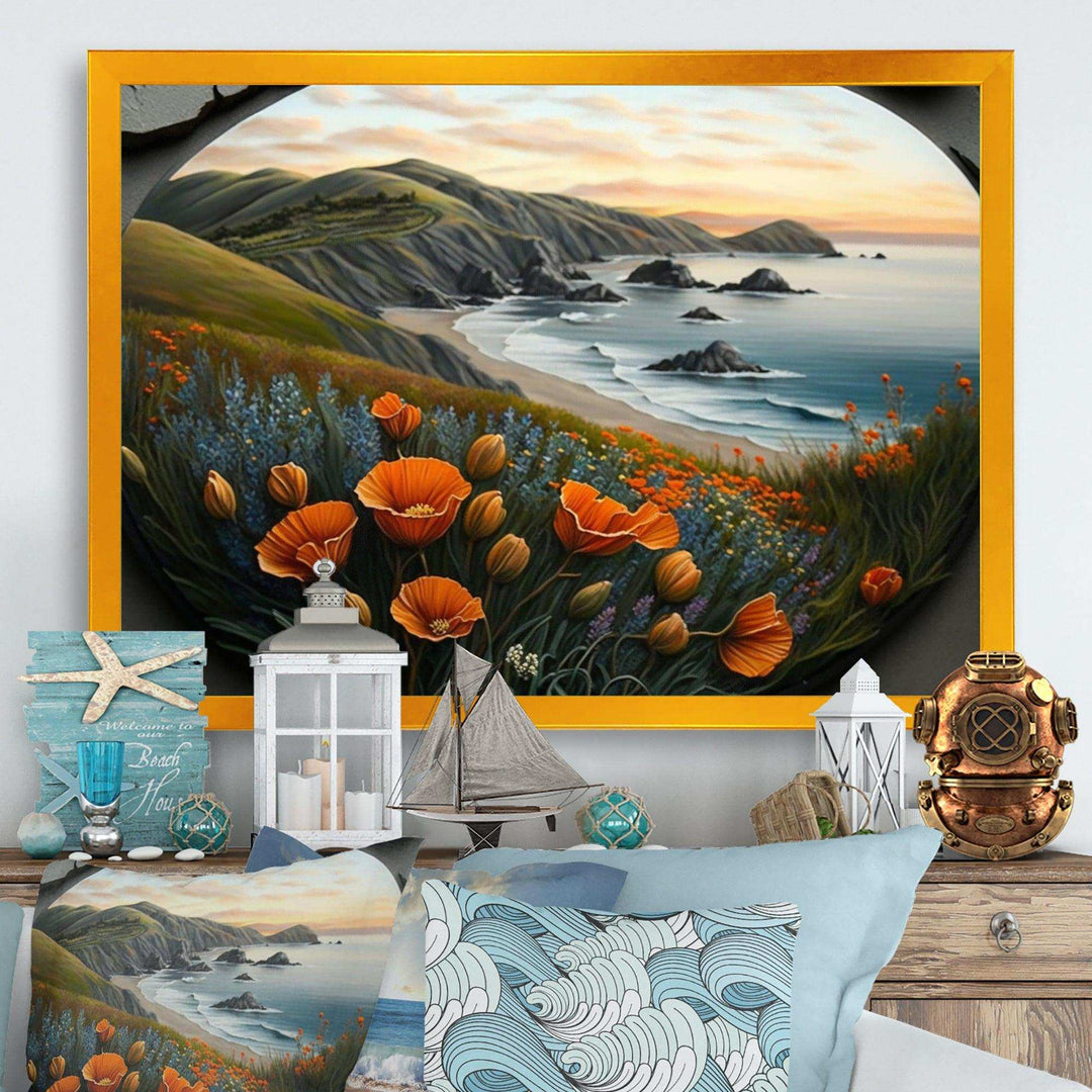 Orange Flowers By The Coast III