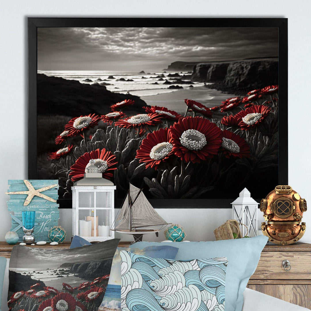 Red Flowers By The Coast I
