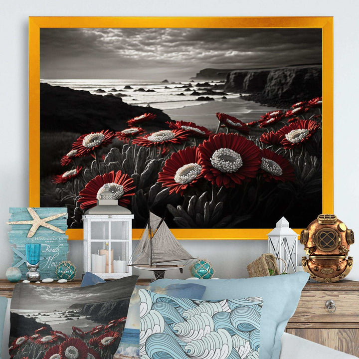 Red Flowers By The Coast I