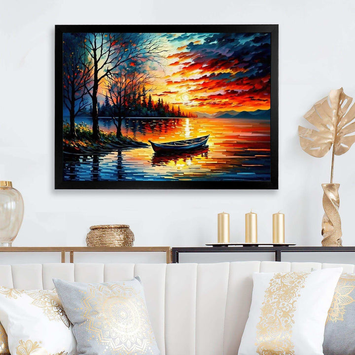 Canoe On The Lake In The Fall