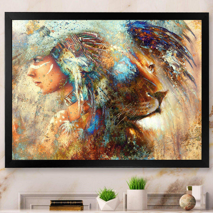 Indian Woman Collage with Lion