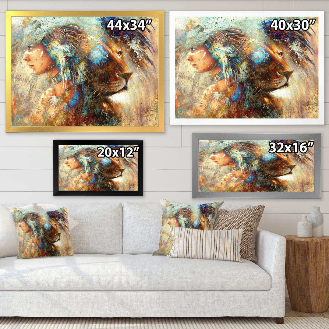 Indian Woman Collage with Lion