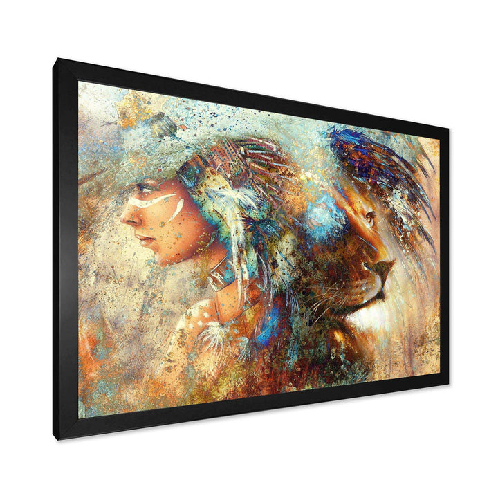Indian Woman Collage with Lion