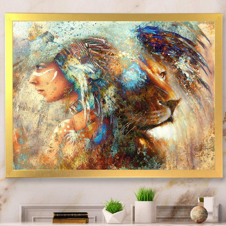 Indian Woman Collage with Lion