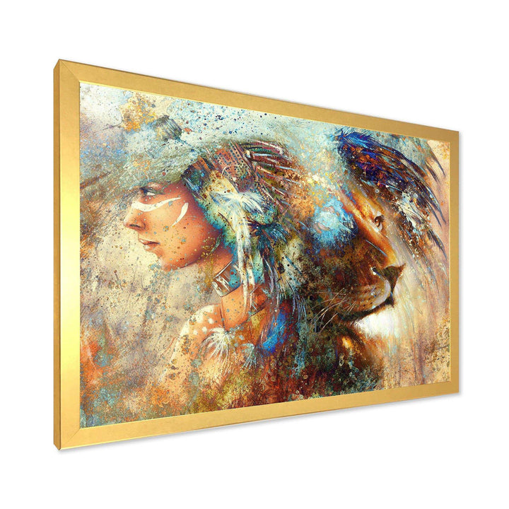Indian Woman Collage with Lion