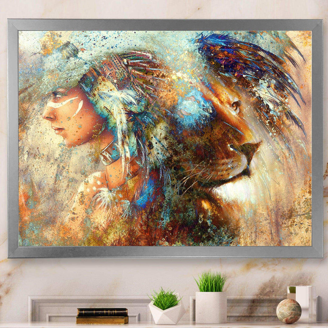Indian Woman Collage with Lion
