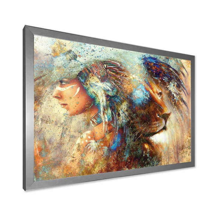 Indian Woman Collage with Lion