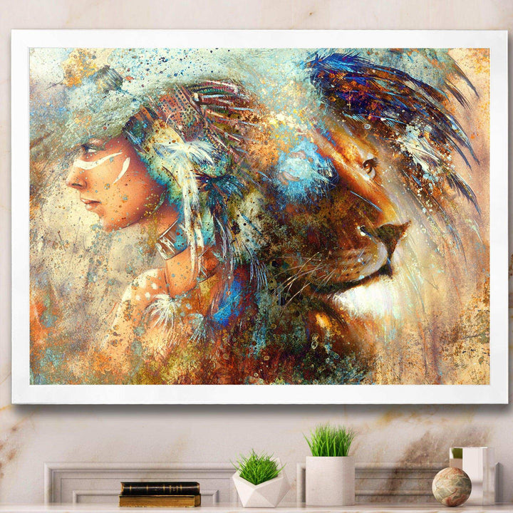 Indian Woman Collage with Lion