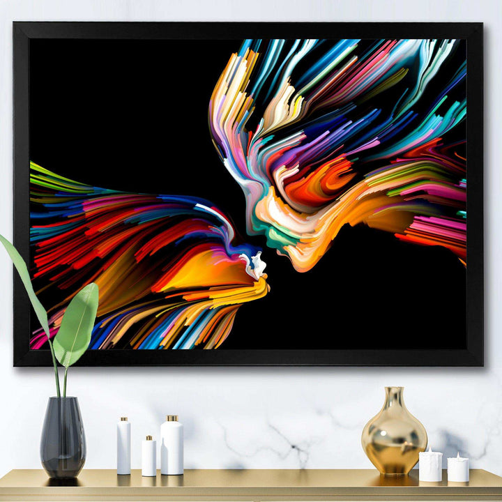 Kissing Minds Graphic Art - Modern Canvas Wall Art