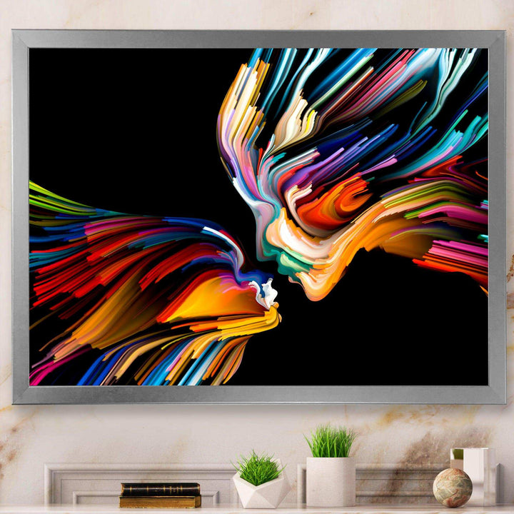 Kissing Minds Graphic Art - Modern Canvas Wall Art