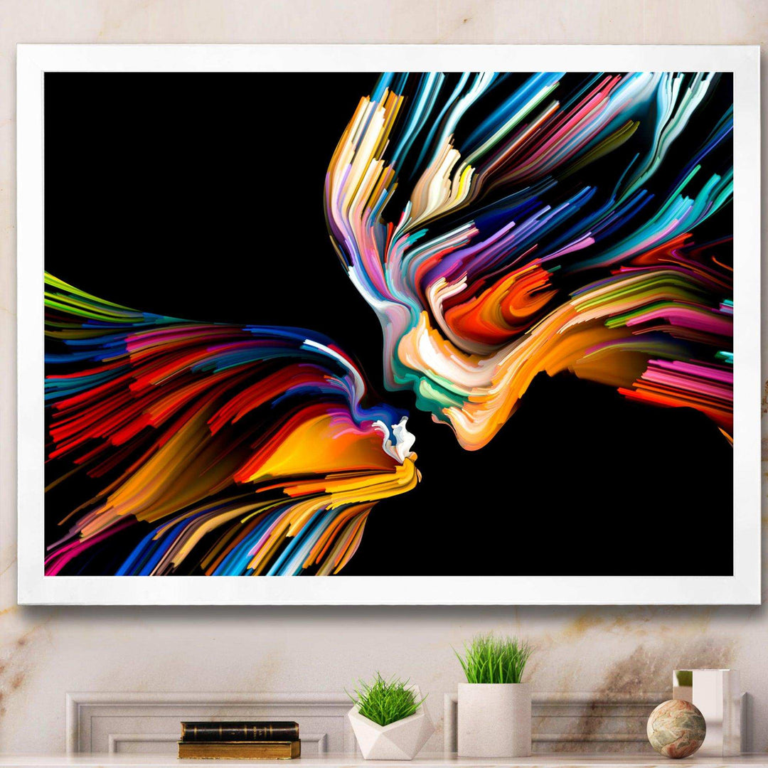 Kissing Minds Graphic Art - Modern Canvas Wall Art