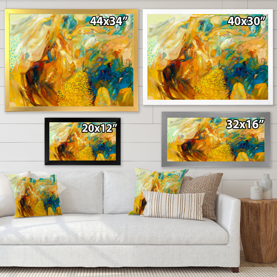 Abstract Yellow Collage Framed Print Matte White - 1.5" Width