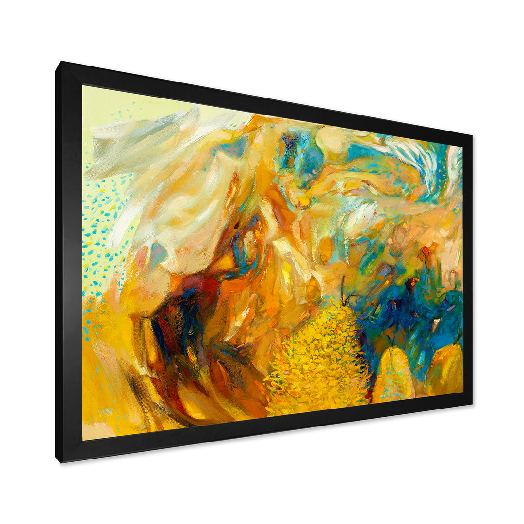Abstract Yellow Collage Framed Print Vibrant Black - 1.5" Width