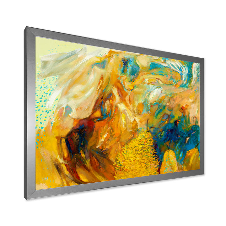 Abstract Yellow Collage Framed Print Matte White - 1.5" Width