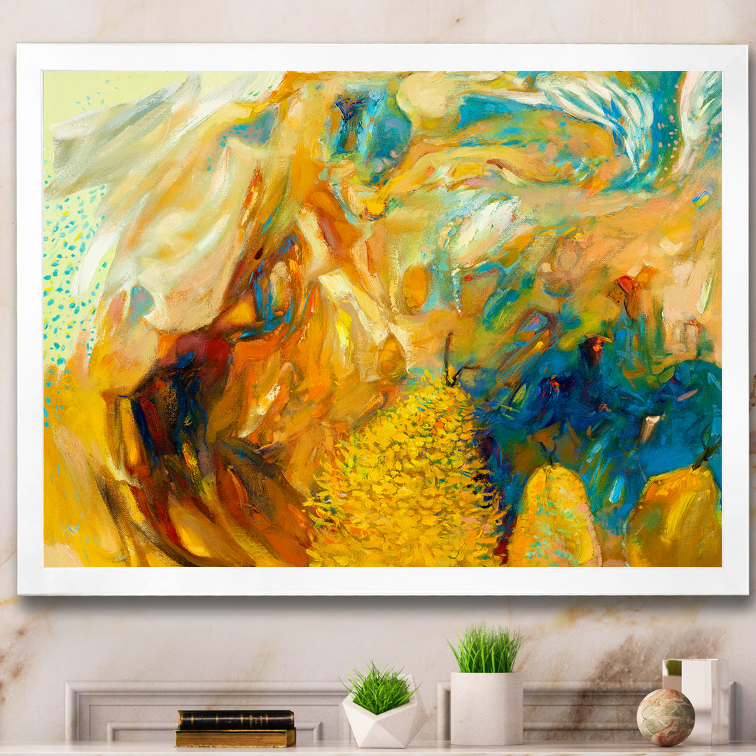 Abstract Yellow Collage Framed Print Matte White - 1.5" Width