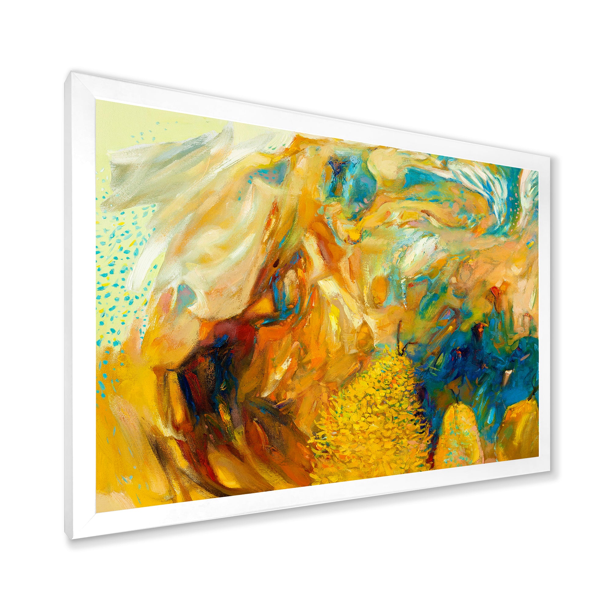Abstract Yellow Collage Framed Print Matte White - 1.5" Width