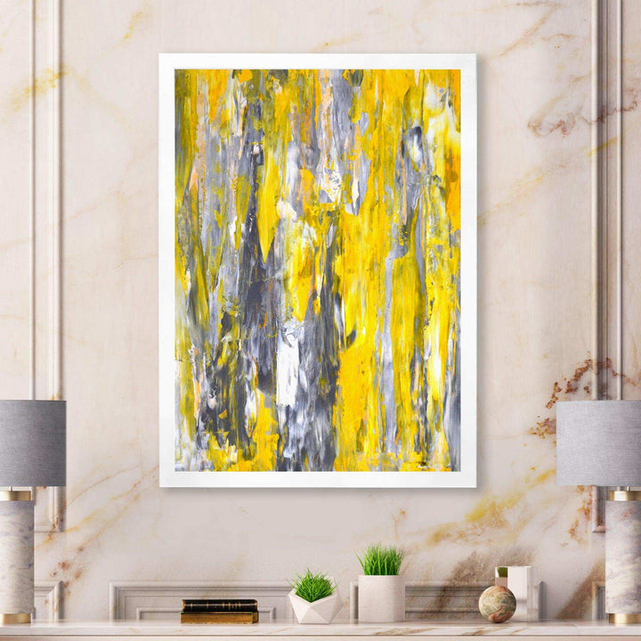 Grey and Yellow Abstract Pattern - Modern Wall Art Prints